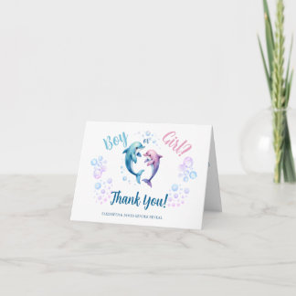 Elegant Watercolor Gender Reveal Thank You Card