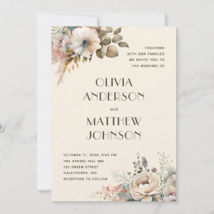 Elegant watercolor gentle garden floral wedding invitation