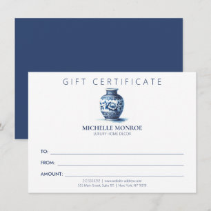 Elegant Watercolor Ginger Jar Gift Certificate