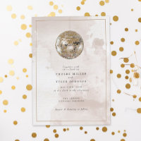 Elegant Watercolor Gold Disco Ball Wedding