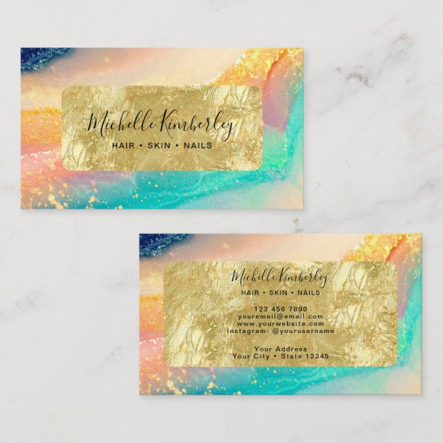 Elegant Watercolor Gold Foil Business Card (Front/Back)