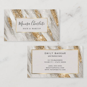 Elegant Watercolor Gold Glitter Marble Agate Business Card