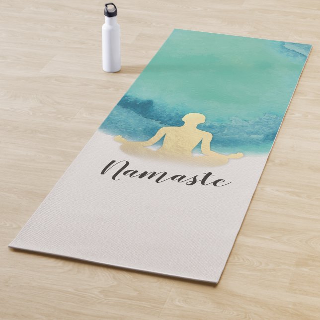 Elegant Watercolor Gold Meditation Yoga Instructor Yoga Mat (In Situ)