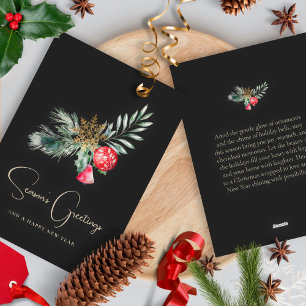 Elegant Watercolor Gold Minimalist Merry Christmas Holiday Card