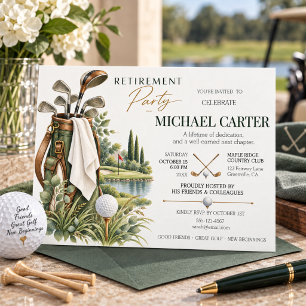 Elegant Watercolor Golf Retirement Party Invitation