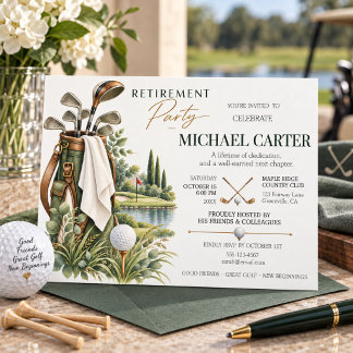 Elegant Watercolor Golf Retirement Party Invitation