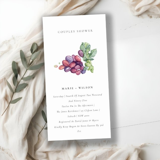 Elegant Watercolor Grape Couples Shower Invite (Creator Uploaded)
