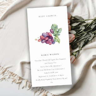 Elegant Watercolor Grape Fauna Baby Shower Invite