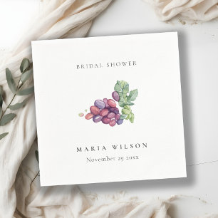 Elegant Watercolor Grape Foliage Bridal Shower Napkin