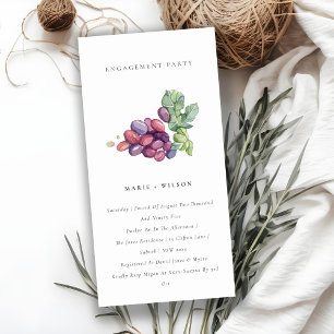 Elegant Watercolor Grape Foliage Engagement Invite