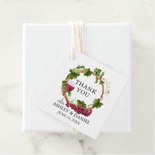 Elegant Watercolor Grape Vines Wood Wreath Wedding Favour Tags