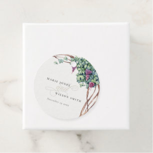 Elegant Watercolor Grapevine Foliage Wedding Favour Tags