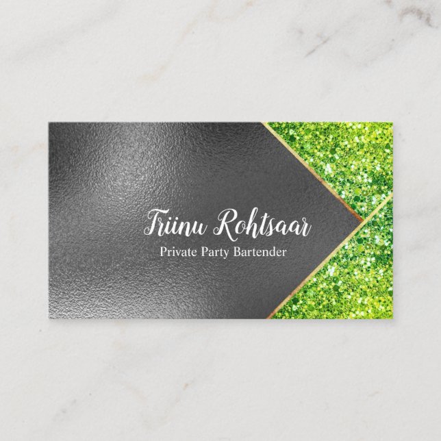 Elegant Watercolor Green And Gold Agate  Business  Business Card (Front)