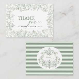 Elegant Watercolor  green floral chinoiserie Thank Card