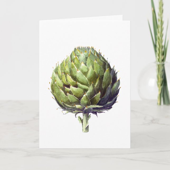 Elegant watercolor green painted Artichoke Thank You Card (Front)