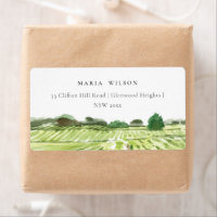 Elegant Watercolor Green Winery Vineyard Address