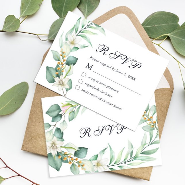 Elegant Watercolor Greenary Eucalyptus RSVP Card (Creator Uploaded)