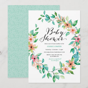Elegant Watercolor Greenery Baby Shower Invitation