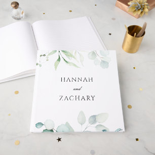 Elegant Watercolor Greenery Botanical Wedding Guest Book