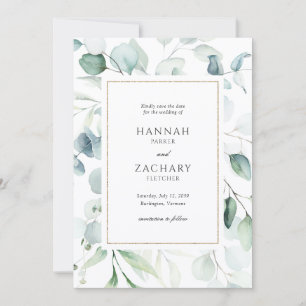 Elegant Watercolor Greenery Botanical Wedding Save The Date
