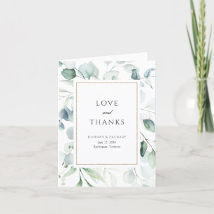 Elegant Watercolor Greenery Botanical Wedding Thank You Card