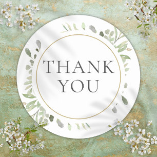 Elegant Watercolor Greenery Bridal Shower Favour Classic Round Sticker