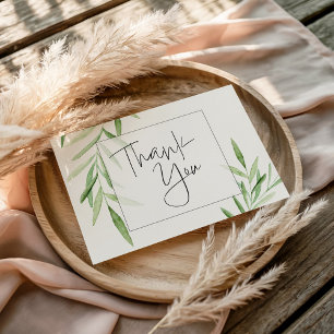 Elegant Watercolor Greenery Bridal Thank You  Card