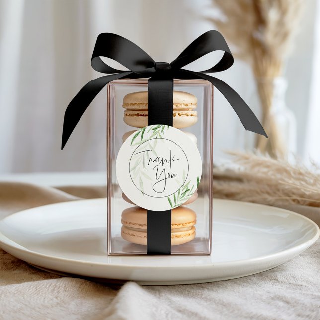 Elegant Watercolor Greenery Bridal Thank You  Classic Round Sticker (Creator Uploaded)