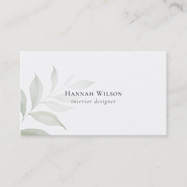 Elegant Watercolor Greenery Classic Business Card (Front)