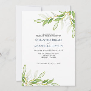 Elegant Watercolor Greenery Engagement Party