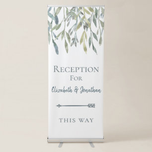 Elegant Watercolor Greenery Event Directional Retractable Banner