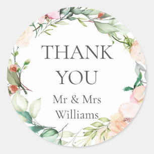 Elegant Watercolor Greenery Floral Classic Round Sticker