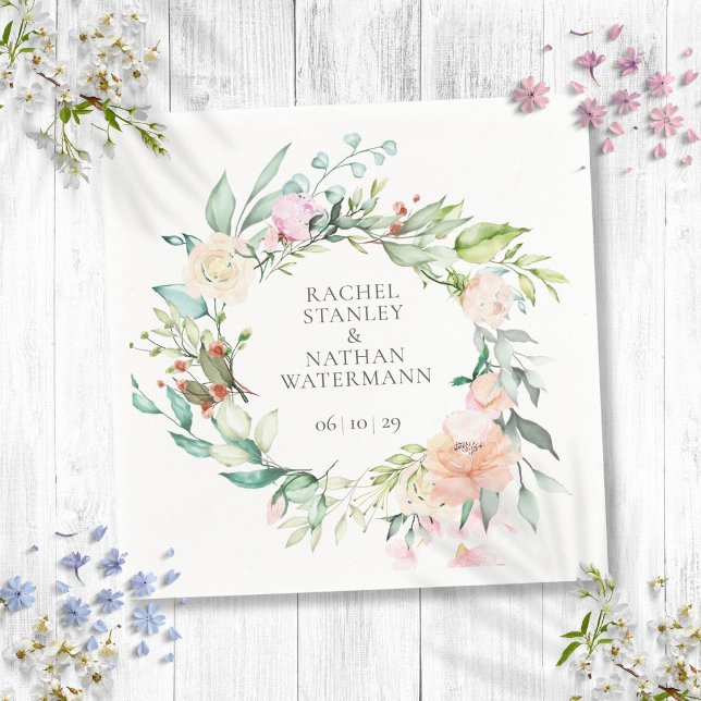 Elegant Watercolor Greenery Floral Wedding Napkin (Elegant Watercolor Greenery Floral Wedding Napkins)