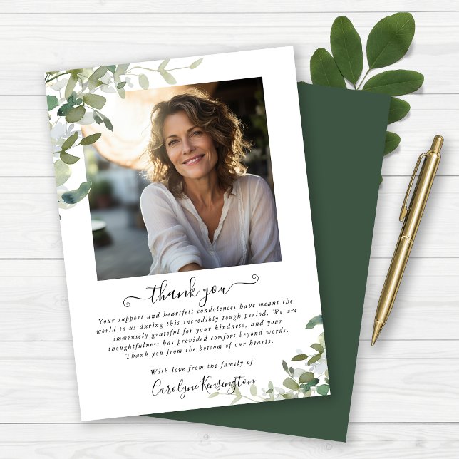 Elegant Watercolor Greenery Funeral Thank You (Elegant Watercolor Greenery Funeral Thank You)