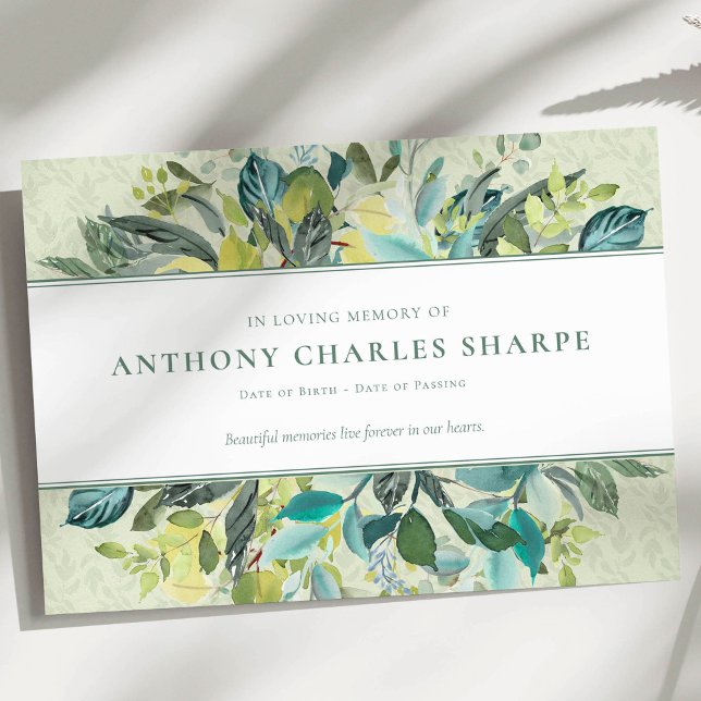 Elegant Watercolor Greenery Funeral Thank You Card (Elegant Watercolor Greenery Funeral Thank You Card)