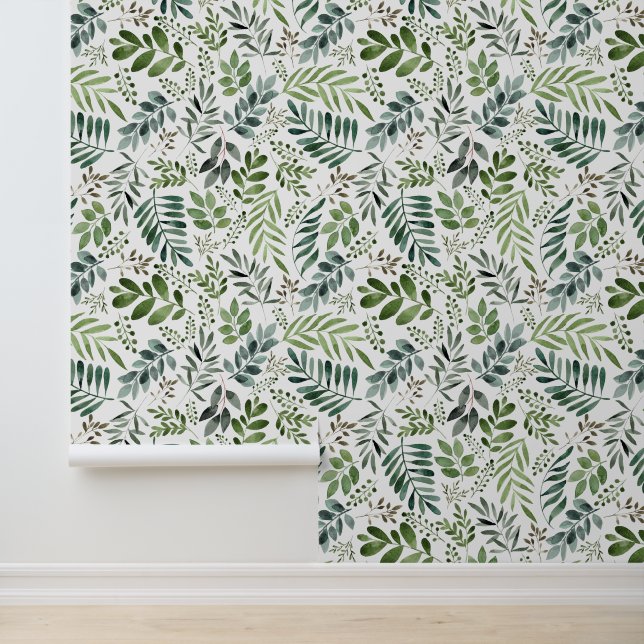 Elegant Watercolor Greenery Leaves  Wallpaper (Application)