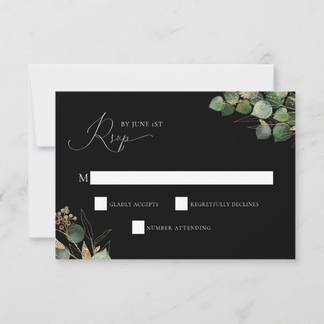 Elegant Watercolor Greenery RSVP Enclosure Card (Front)