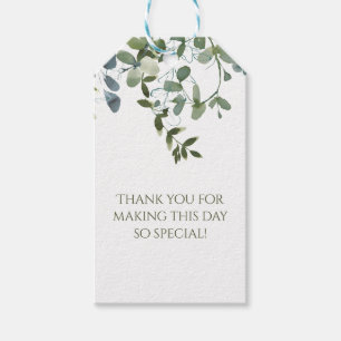 Elegant Watercolor Greenery Thank You Gift Tags