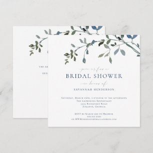 Elegant Watercolor Greenery Vines Bridal Shower Invitation