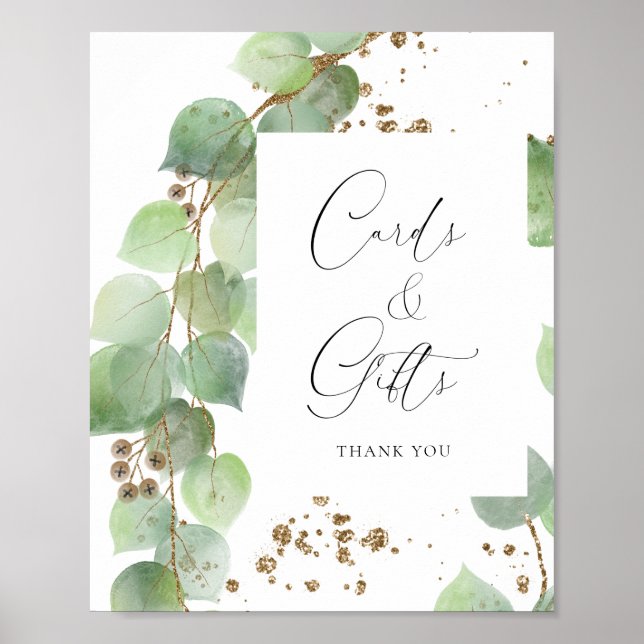 Elegant Watercolor Greenery Wedding Cards & Gifts  Poster (Front)