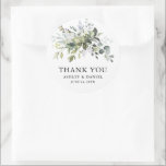 Elegant Watercolor Greenery Wedding Classic Round Sticker<br><div class="desc">Modern Elegant Watercolor Botanical Greenery Wedding Favour Gift Sticker include eucalyptus leaves,  green botanical foliage,  dusty blue leaves and other beautiful botanical greenery.</div>