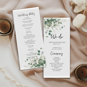 Elegant watercolor greenery wedding program programme