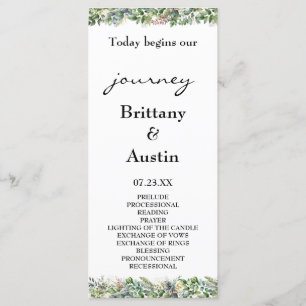 Elegant Watercolor Greenery Wedding  Programme