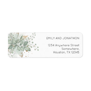 Elegant Watercolor Greenery Wedding Return Address