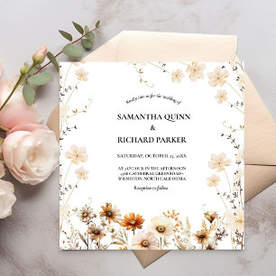 Elegant Watercolor Greenery Wildflower Wedding Invitation