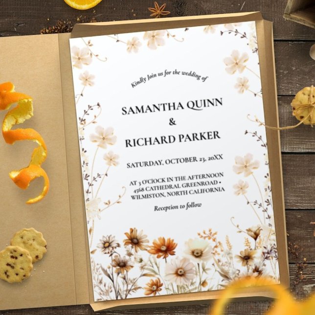 Elegant Watercolor Greenery Wildflower Wedding Invitation (Creator Uploaded)