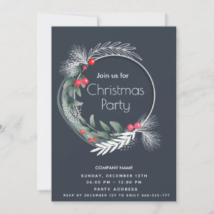 Elegant  watercolor greenery wreath corporate  invitation