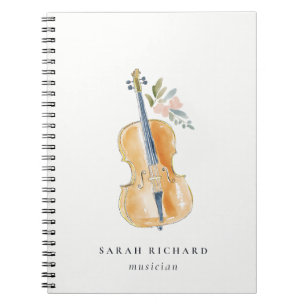 Elegant Watercolor Guitar Musician Music Teacher Notebook