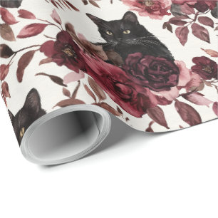 Elegant Watercolor Halloween Floral Wrapping Paper