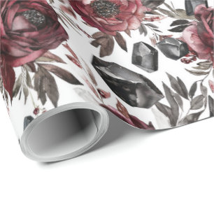 Elegant Watercolor Halloween Floral Wrapping Paper